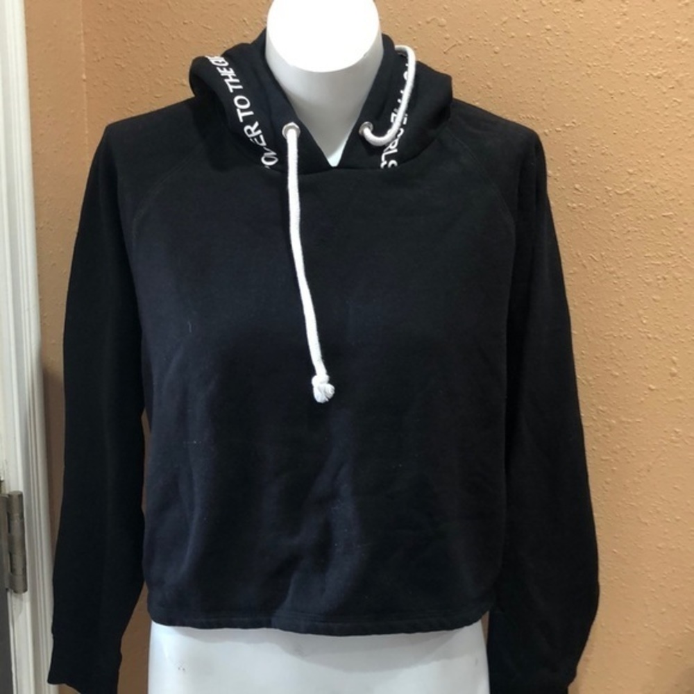 Divided black cropped hoodie